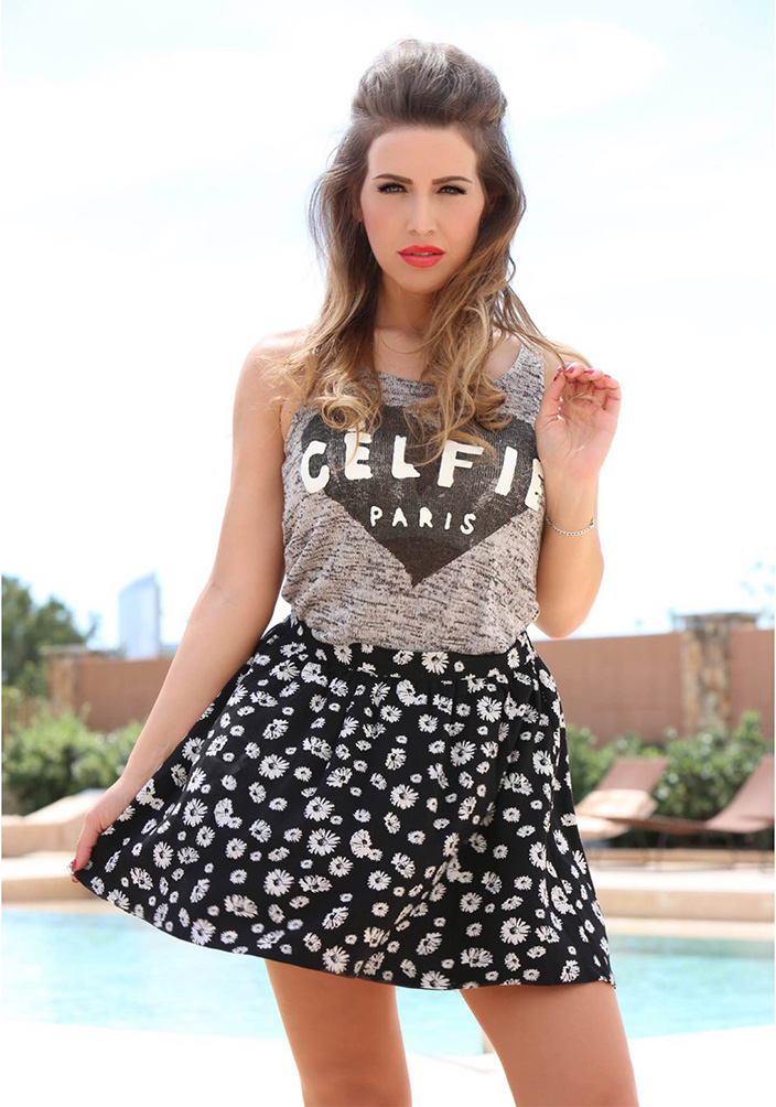Sommer-Look, Blogger Event, Fashion Blogger, Trend, Celfie, Selfie, Top, Rock, Blümchenprint, Allover Print, Diana König