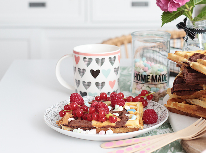 Marmorwaffeln, Toppings, Waffeln, Waffelrezept, Waffeln backen, Waffeln selbermachen