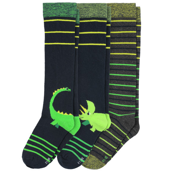 3 Paar Jungen Kniestrümpfe mit Dino-Motiven