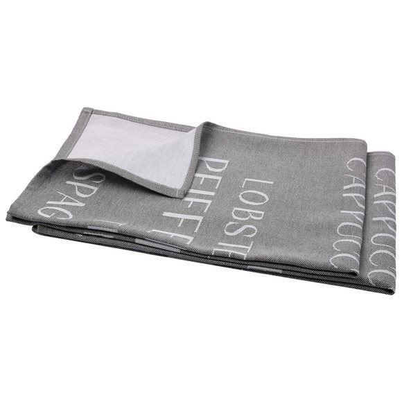 2 theedoeken met all-over tekst donkergrijs