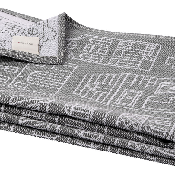 2 theedoeken met huisjes