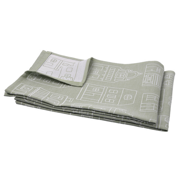 2 theedoeken met huisjes