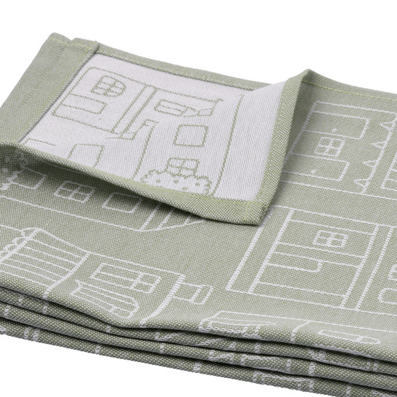 2 theedoeken met huisjes