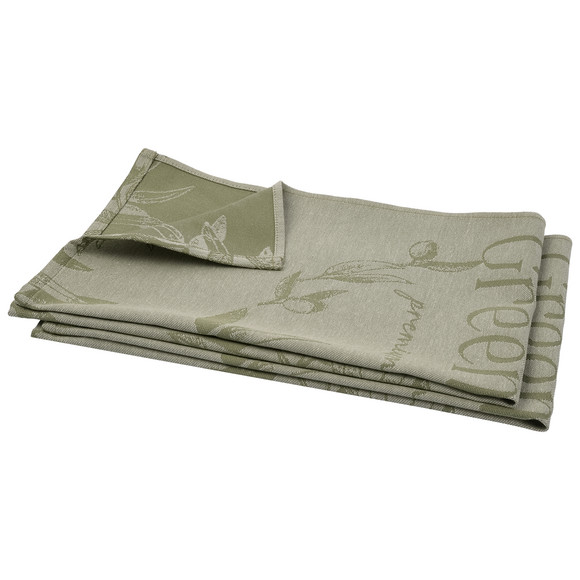 2 theedoeken met all-over motief olijf