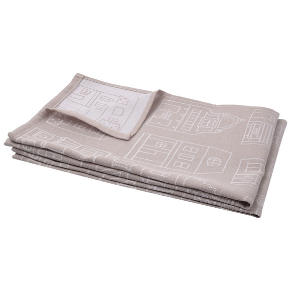 2 theedoeken met huisjes