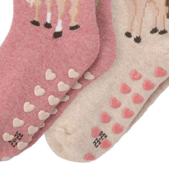 2 Paar Mädchen Stoppersocken mit Pferden