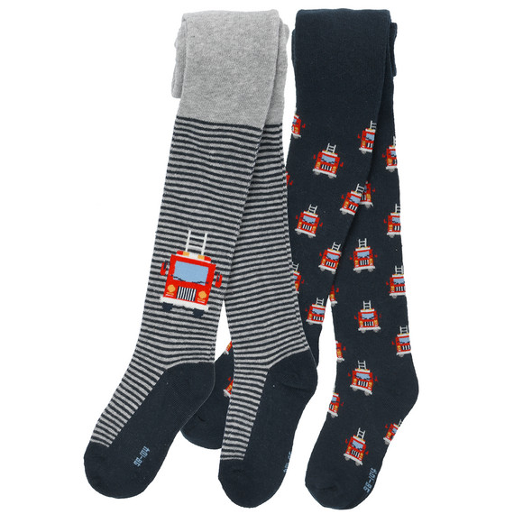 2 Jungen Strumpfhosen mit Feuerwehr-Motiven