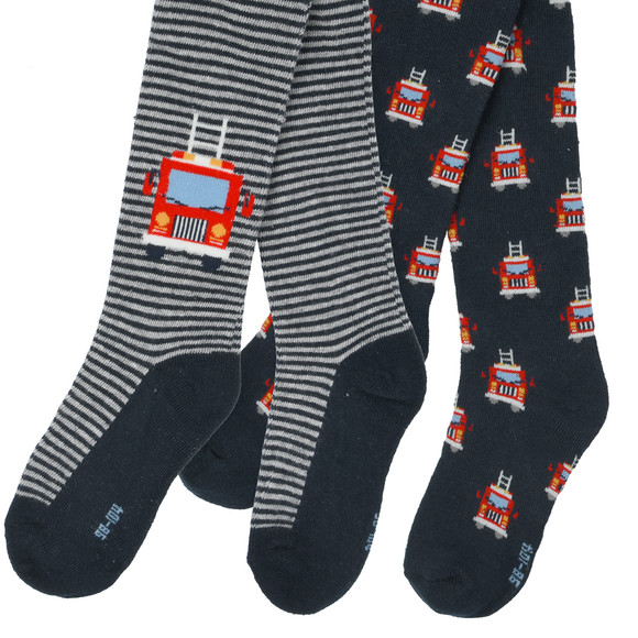 2 Jungen Strumpfhosen mit Feuerwehr-Motiven