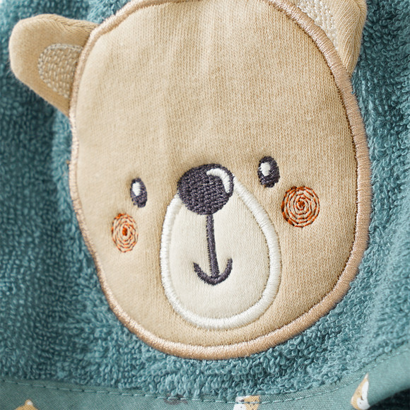 Babybadjas met berenapplicatie