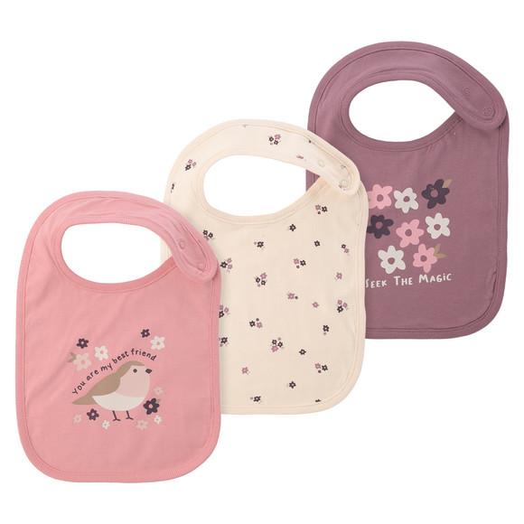 3 Baby Lätzchen mit Blumen-Motiven