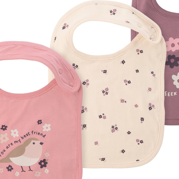 3 Baby Lätzchen mit Blumen-Motiven