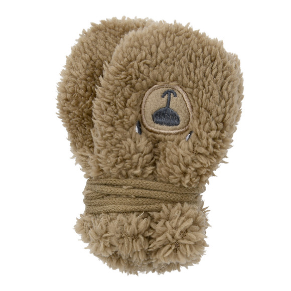 Baby wanten van pluche met fleece voering