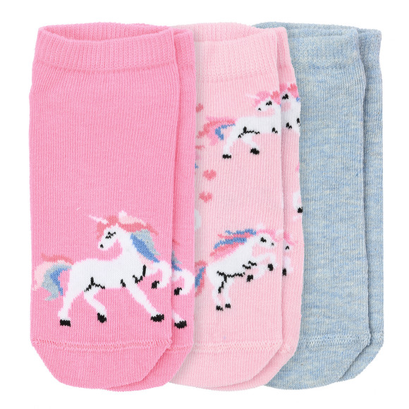 3 Paar Mädchen Sneaker-Socken im Set rosa / blau / pink