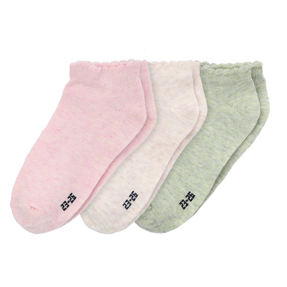 3 Paar Mädchen Sneaker-Socken meliert rosa / creme / helloliv