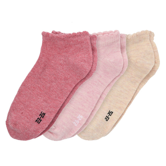 3 Paar Mädchen Sneaker-Socken meliert dunkelrosa / beige / rosa