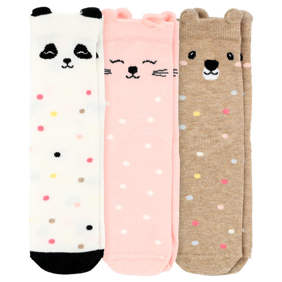 3 Paar Mädchen Socken mit Tier-Motiven