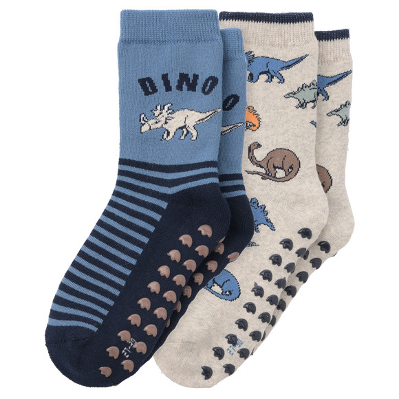 2 Paar Jungen Stoppersocken mit Dino-Motiven