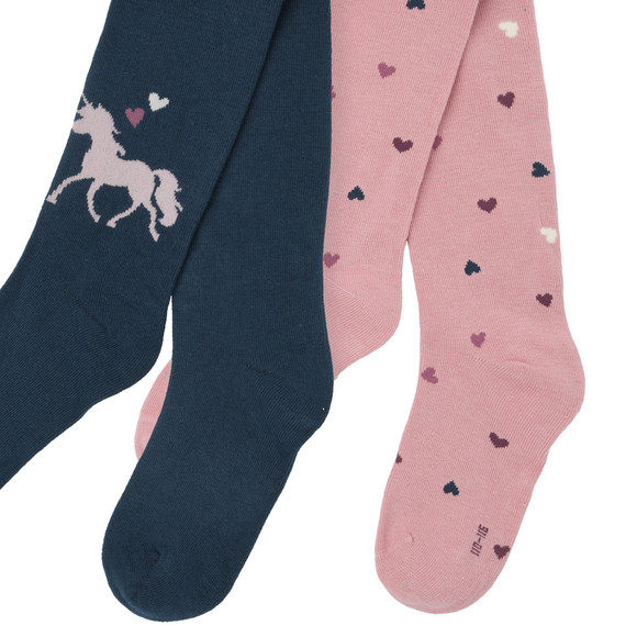 2 Mädchen Strumpfhosen im Muster-MIx