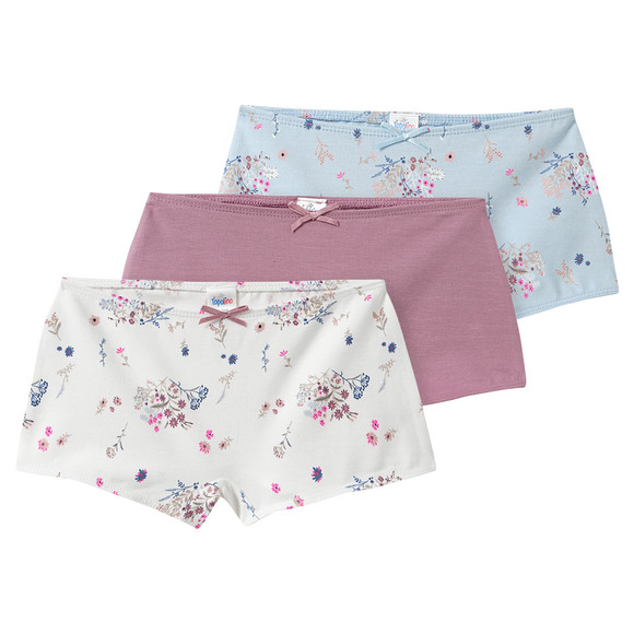 3 Mädchen Pantys mit floralem Dessin