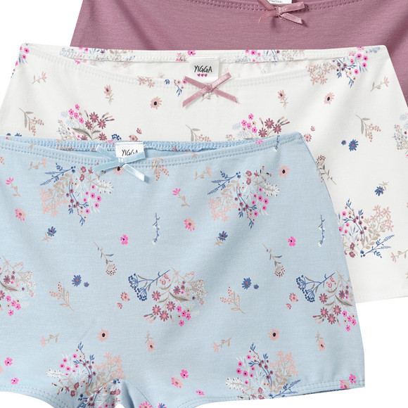 3 Mädchen Pantys mit floralem Dessin