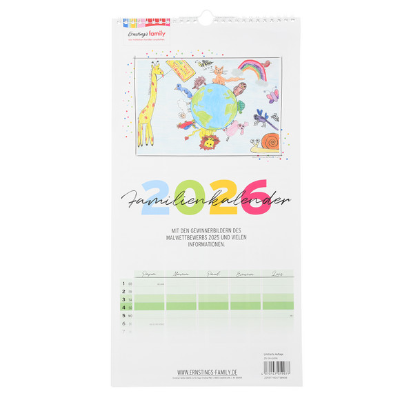 Familienkalender 2026 mit Bildern