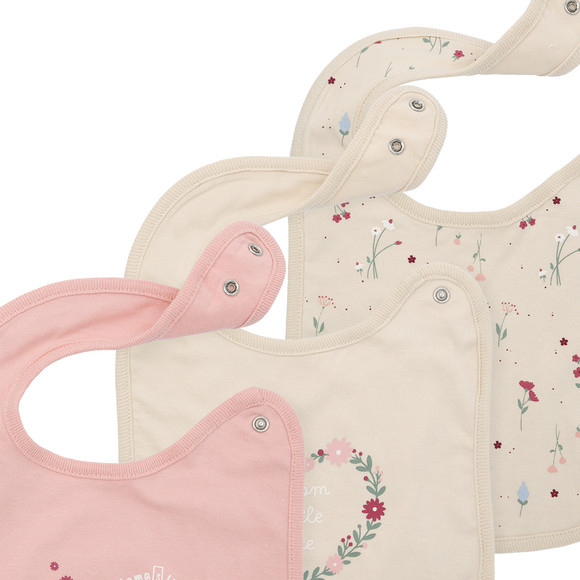 3 Baby Lätzchen mit Blumen-Motiven