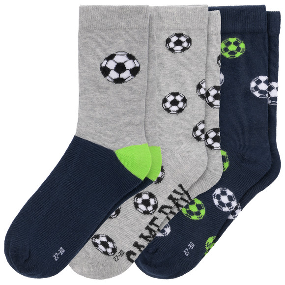 3 Paar Jungen Socken mit Fußball-Motiven