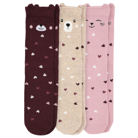 3 Paar Mädchen Socken mit Tier-Motiven