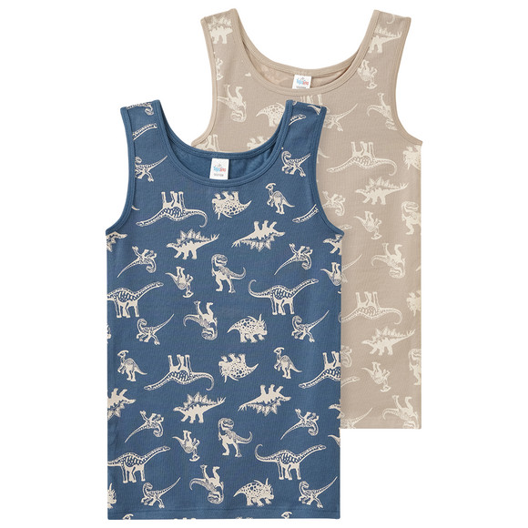 2 Jungen Unterhemden mit Dino-Motiv