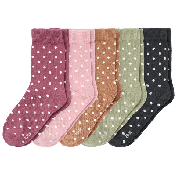 5 Paar Mädchen Socken mit Punkten