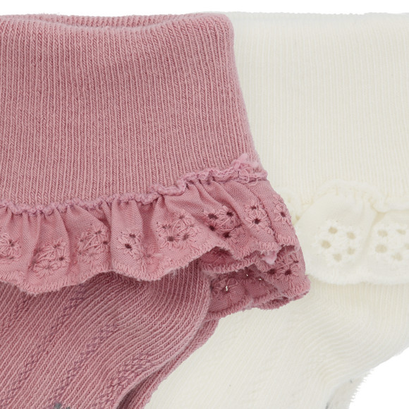 2 paar Newborn sokken met ruches