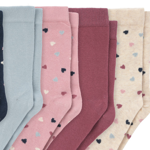 5 Paar Mädchen Socken mit Herzen