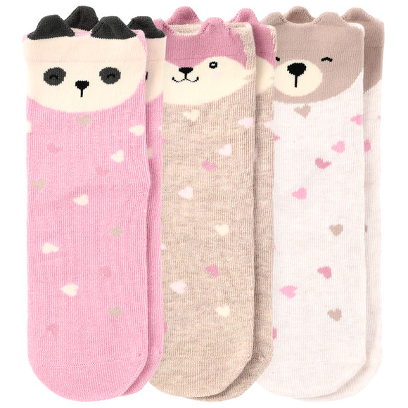 3 Paar Mädchen Socken mit Tier-Motiven