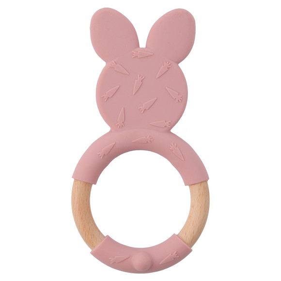 Silikon-Holz Beißring in Hasen-Optik