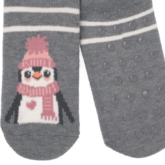 1 Paar Damen Kuschelsocken mit Pinguin-Motiv