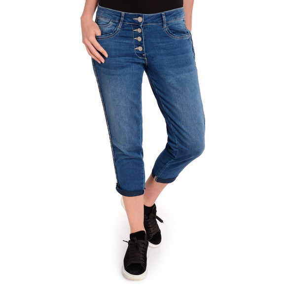 7/8 Damen Boyfriend-Jeans mit Used-Waschung