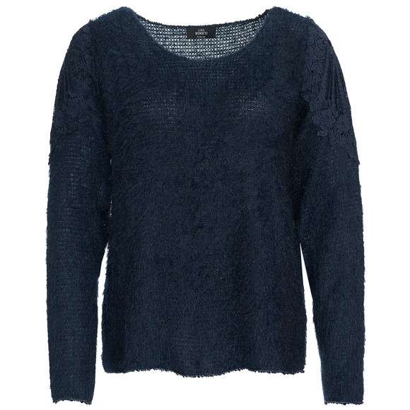 Damen Pullover mit Featheryarn | Ernsting's family Damen Sweatshirt mit Galonstreifen | Ernsting's family