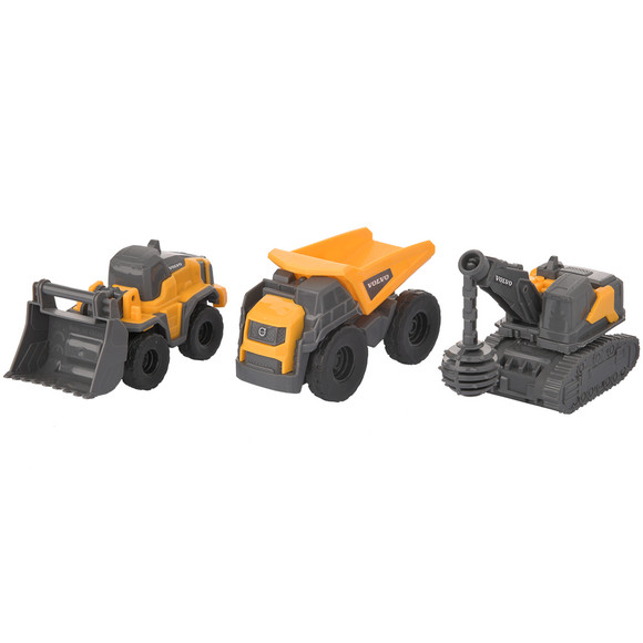 3 Volvo Mini Builders Baustellen Fahrzeuge | Ernsting's family Spielzeug Bagger und Kipper mit Sound | Ernsting's family