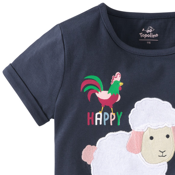 Mädchen T-Shirt mit Schaf-Applikation