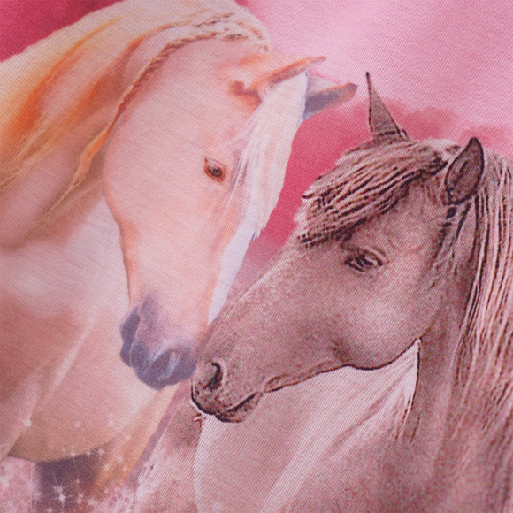 Mädchen Langarmshirt mit Pferde-Print