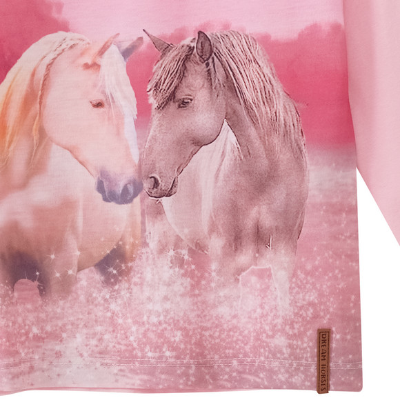 Mädchen Langarmshirt mit Pferde-Print