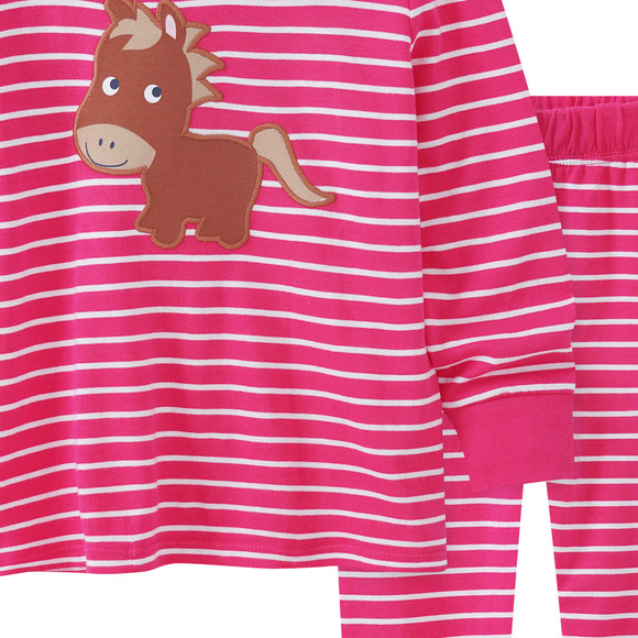 Mädchen Schlafanzug mit Pferdchen-Applikation