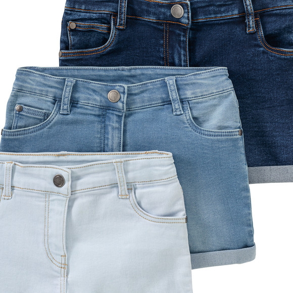 3 Mädchen Jeansshorts im Five-Pocket-Style