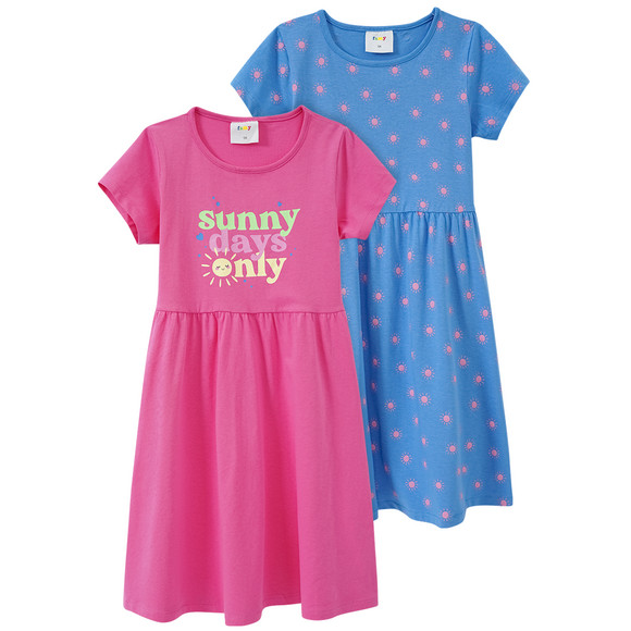 2 Mädchen Kleider mit Sommer-Prints