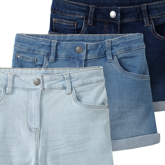 3 Mädchen Jeansshorts im Five-Pocket-Style