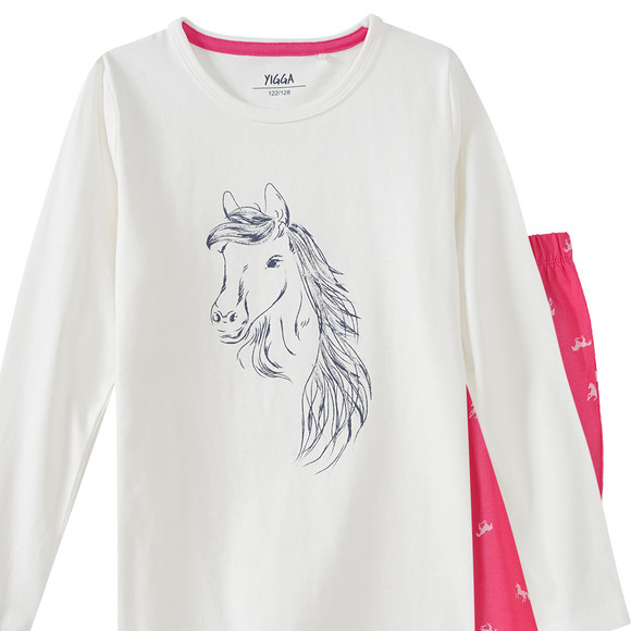 Mädchen Schlafanzug mit Pferde-Motiven