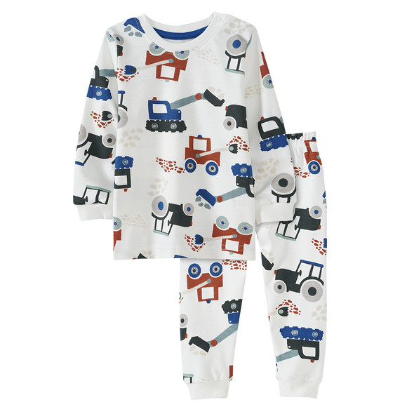 Baby Schlafanzug mit Bagger-Motiven allover
