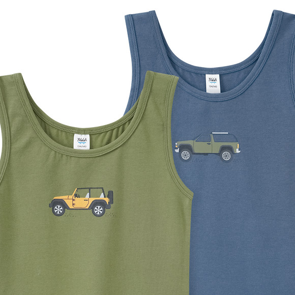 2 Jungen Unterhemden mit Fahrzeug-Print
