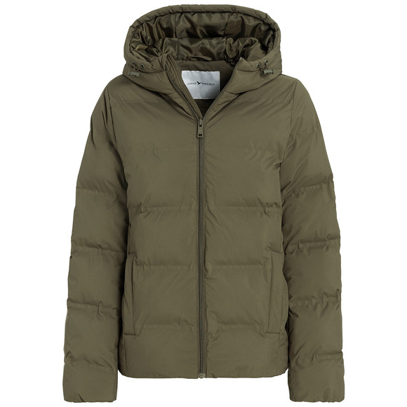 Dames pufferjack in effen kleuren olijf
