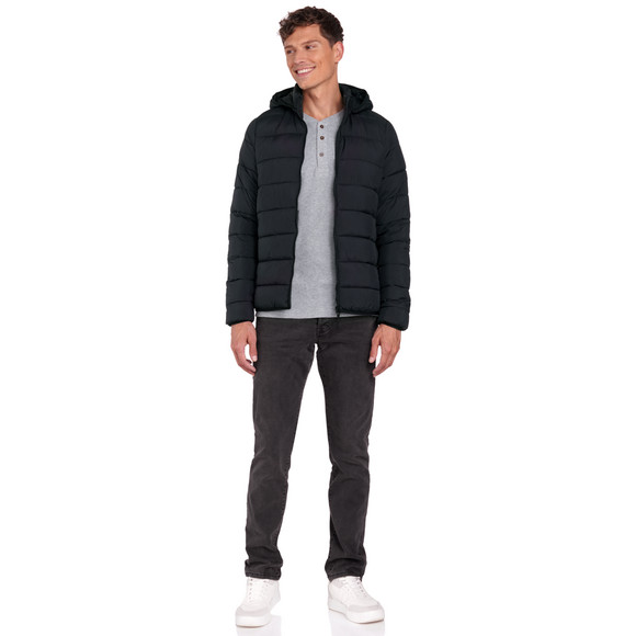 Heren gewatteerde jas met afneembare capuchon